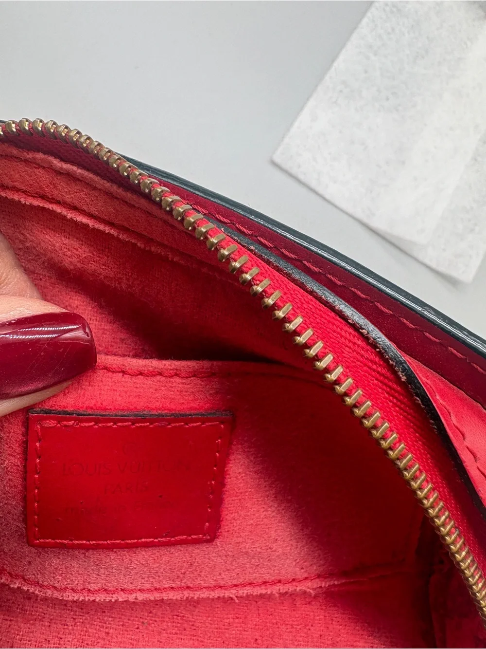 Louis Vuitton Red Epi Leather Dauphine PM Cosmetic Pouch Vintage